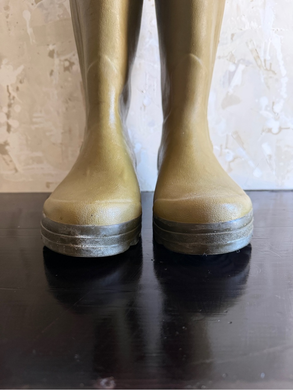 Le Chameau Men's Chasseur leather lined tall rubber boots, olive green - Picture 7 of 16